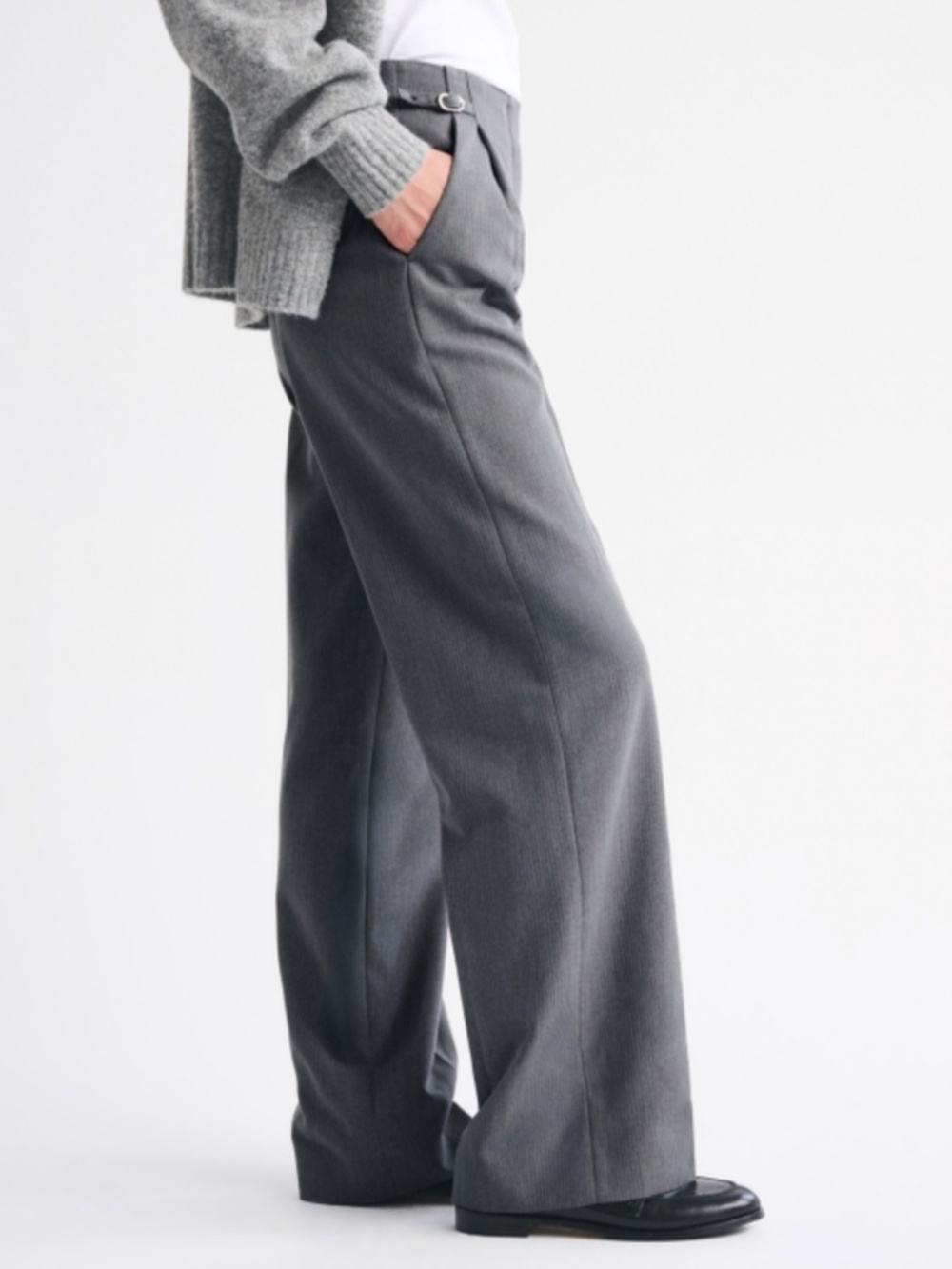 Abercrombie & Fitch Pinstripe Sloane Tailored Hardware Wide Leg Pant Size 26 - Picture 4 of 15